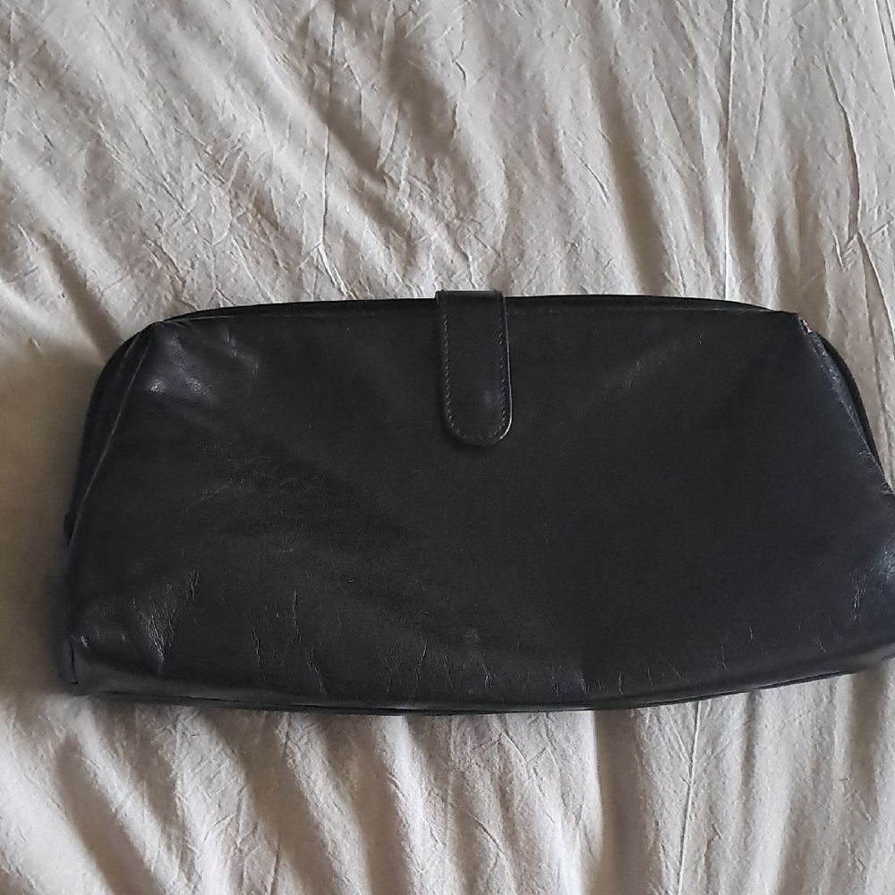 Black Italian Leather Clutch